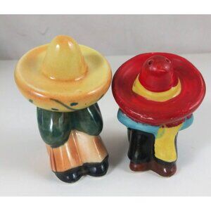 Vintage Anco Hand Painted Mexicans Sleeping Sombrero Salt & Pepper Shakers Japan